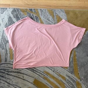 Pink Cropped Off the Shoulder Shirt- Rouge!